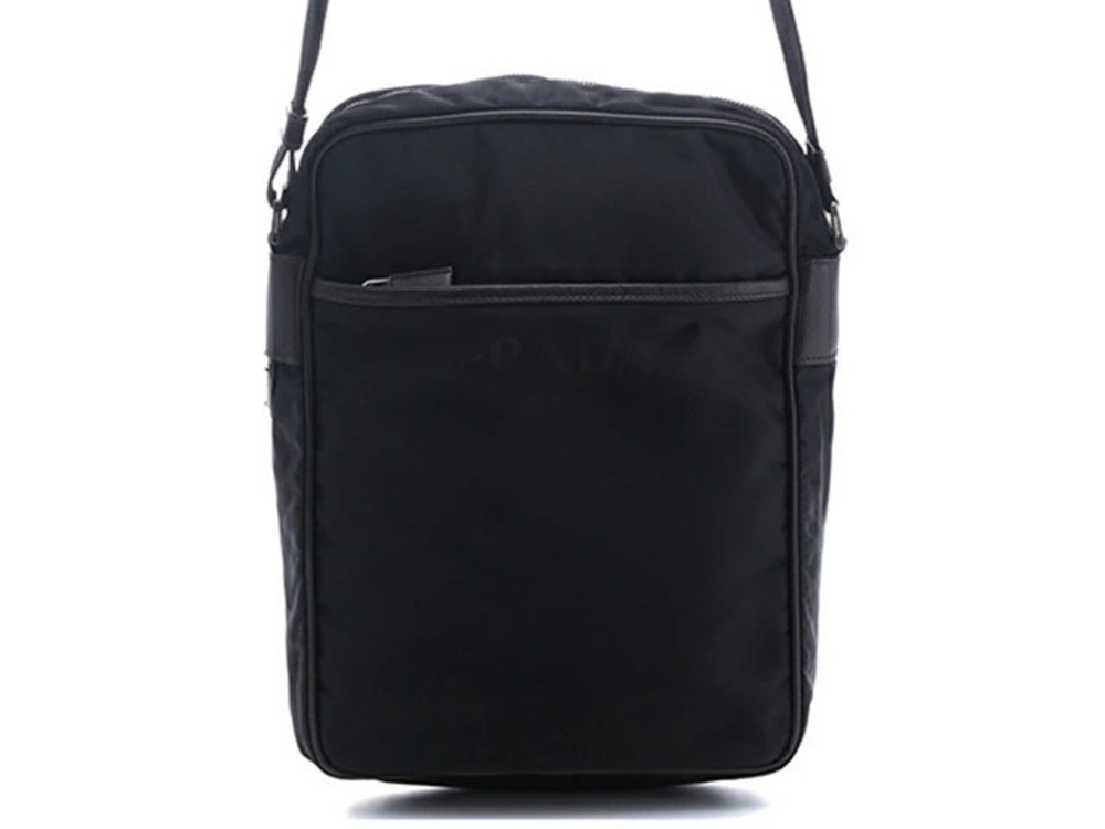 Prada Tessuto Saffiano shoulder bag leather black brown